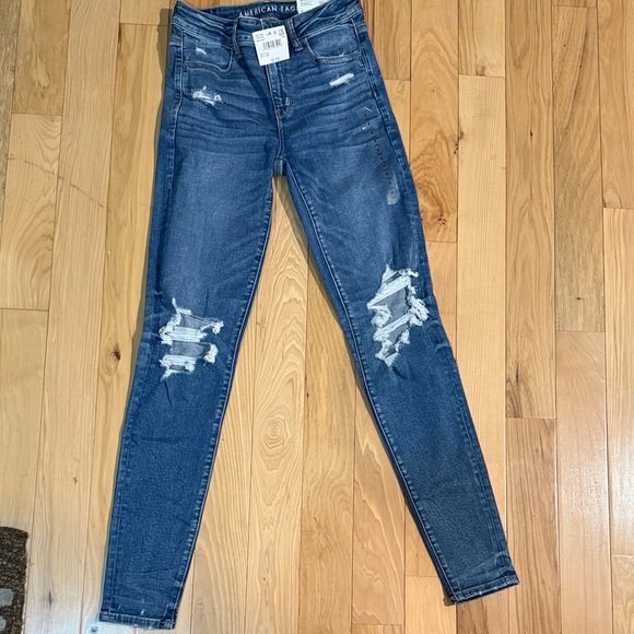 American Eagle Outfitters Women's Distressed Blue Skinny Jeans - Picture 2 of 5